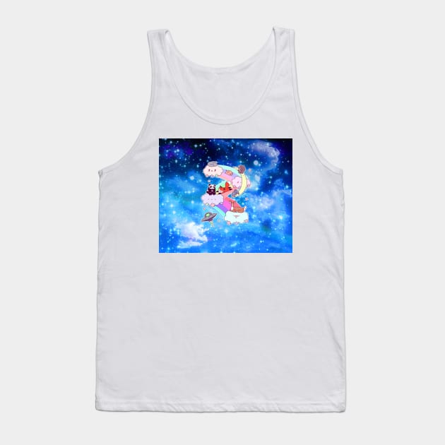 Rainbow Space Animals Blue Night Sky Tank Top by saradaboru